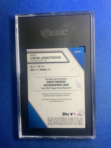 2024 Topps Finest - Finest Rookies Pete Crow-Armstrong RC Automático/75 Sgc 10/9 - Imagen 2 de 2