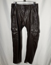 American Eagle AE Faux Leather Cargo Pants Brown Stretch Utility Y2K Cargo 4