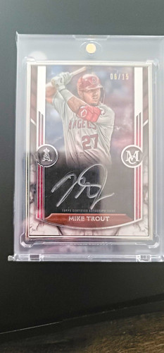 Topps 2020 Museum Collection Autographs Mike Trout Silver Auto 06/15 PSA