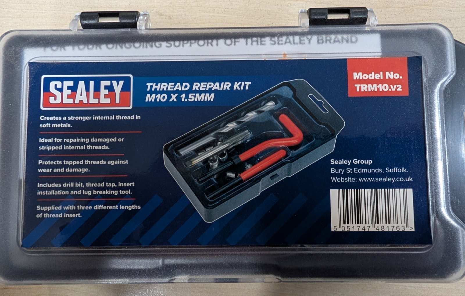 Sealey Thread Repair Kit M10 x 1.5mm TRM10