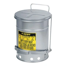 JUSTRITE 09504 Oily Waste Can,14 Gal.,Steel,Silver 2RYH7