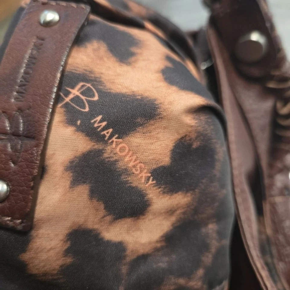 B Makowsky Bolso de Mano Cuero Marrón Grande Doble Correa Bolso de Hombro Cartera Foto 3 de 4