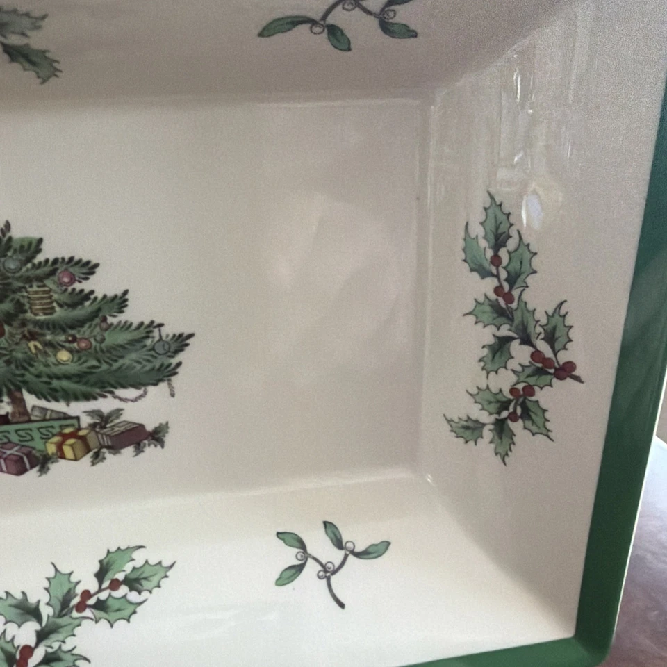 Spode Christmas Tree Rectangular Dish Tray 8.5" England S3324-W Serving Candy - Image 3 of 4
