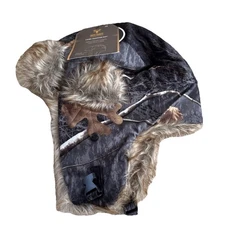 3M Thinsulate Realtree Black Camo Trapper Hat Faux Fur Winter Hunting Adult Osfm