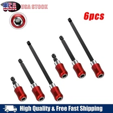 1/4 Hex Shank Quick Release Magnetic Screwdriver Extension Holder Drill Bit 6Pcs