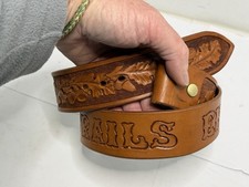 'Trails End' Oak Leaf Theme Western Hand Tooled Men's Leather Belt 43" Length