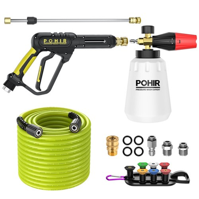 #ad #ad Pressure Washer Gun Foam Cannon 50ft Hose 3600PSI 15 Wand 7 Nozzles Green POHIR $129.99
