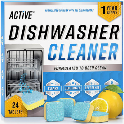 Dishwasher Cleaner and Deodorizer Tablets - 24 Pack Deep Cleaning Descaler Pods 