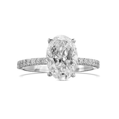 Ehering Diamant 1,75 Karat IGI Lab Created Ovalschliff 950 Platin E F VVS2