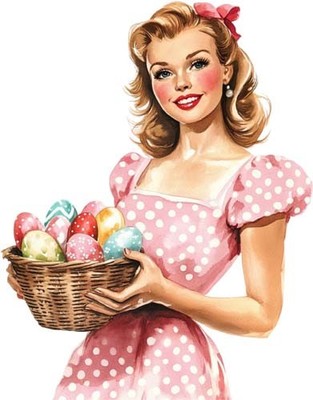 Ostern Vintage Pin Up Wandbild Schlafzimmer Kinderzimmer Dekor Vinyl Aufkleber Abziehbild 6 Größen
