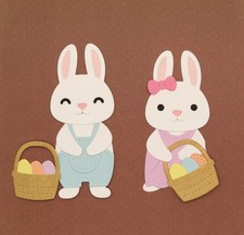 Easter Bunny Paper Die Cut Piecing Boy Girl Basket Scrapbooking Embellishment