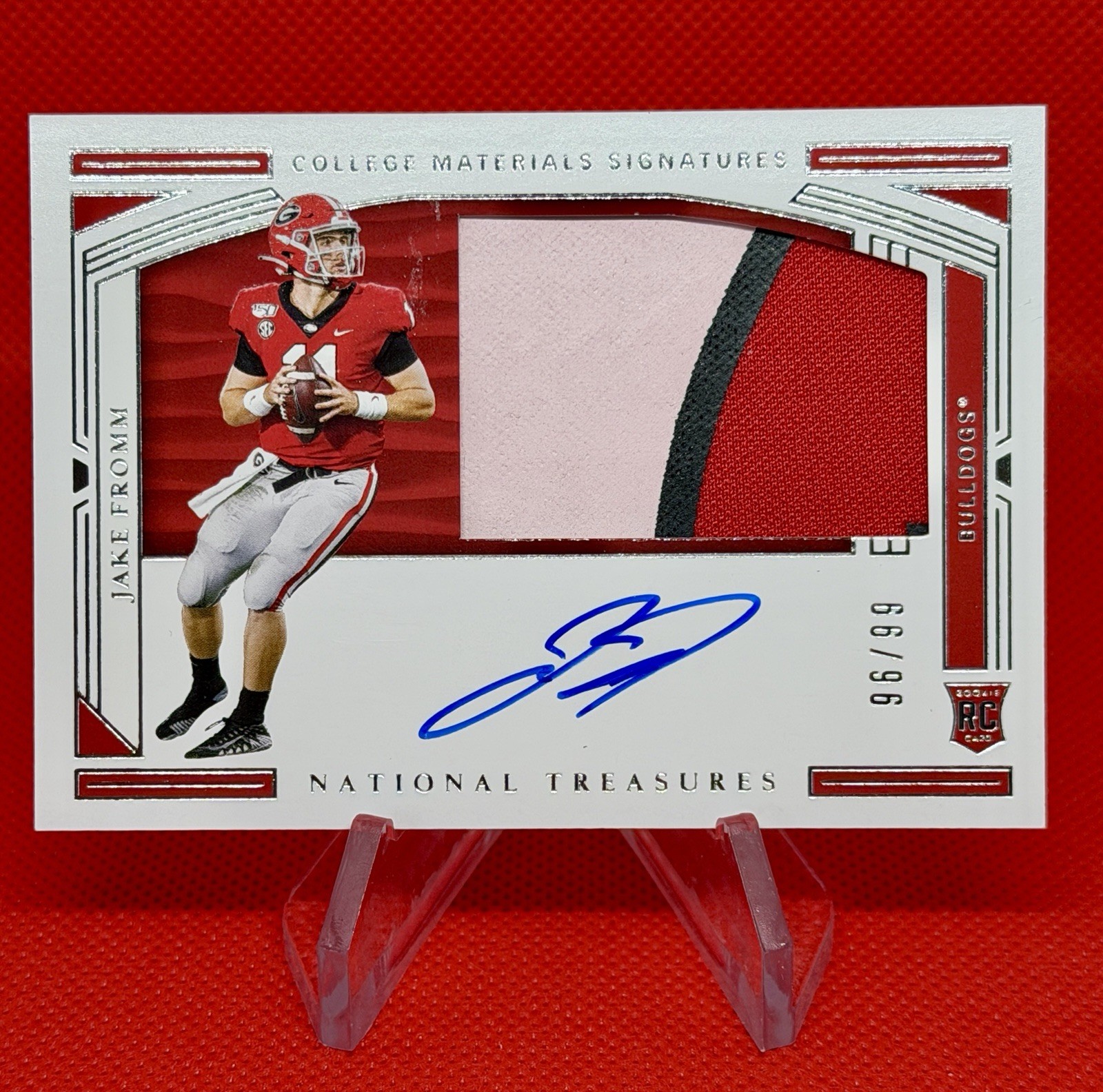 2020 National Treasures Collegiate Jake Fromm RC Patch Auto /99 On Card 96/99