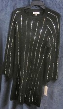 Nanette Nanette Lepore Black Sparkle Knit Cocktail Party Sweater Dress Size XL