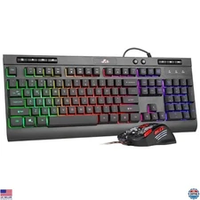 Rii RK900 Pro Wired Gaming Keyboard & Mouse Combo - Mechanical RGB, 2400 DPI