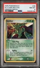 2005 POKEMON EX UNSEEN FORCES #46 SCYTHER-REV.FOIL UNSEEN FORCES PSA 8*LOW POP*