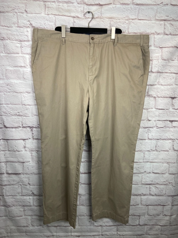 NOVO NAUTICA Calça/Calças Masculinas Marrom Cáqui ALGODÃO REG FIT Frente Plana 52x32 - Imagem 3 de 4