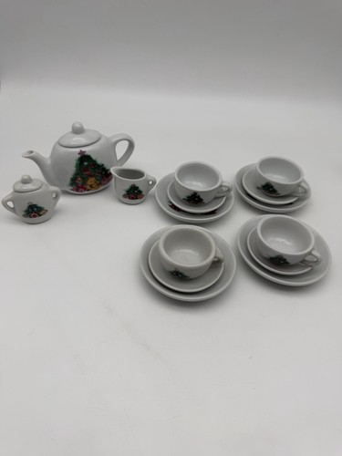 Vintage Child Porcelain 37pcs Mini Play Tea Set Christmas Tree, Teddy Bear Gifts - Picture 3 of 18