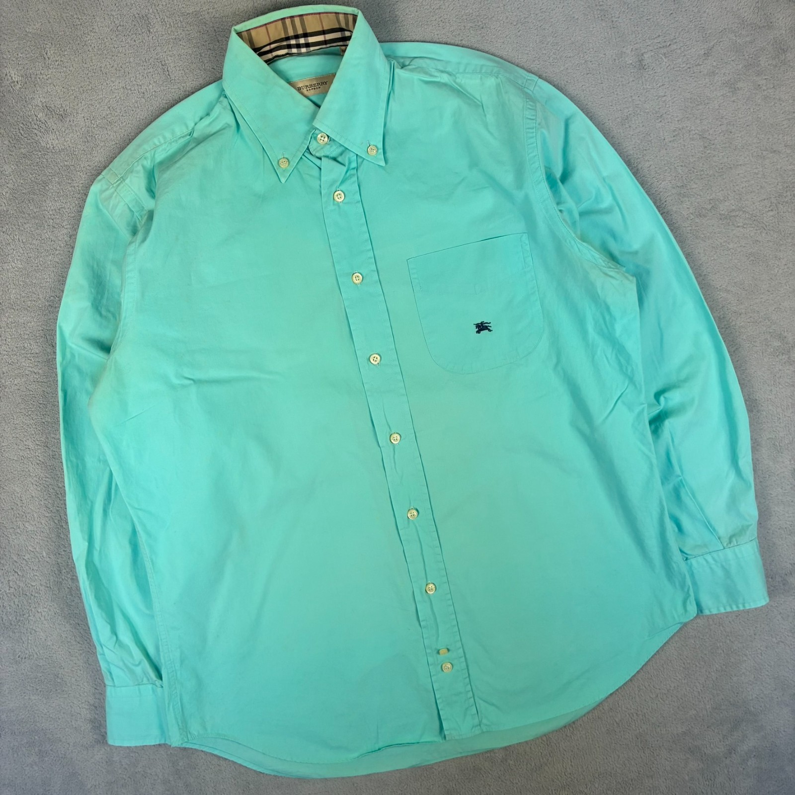 VTG Burberry London Blue Nova Check Trim Size 2 / Small L/S Button Down Shirt image 2