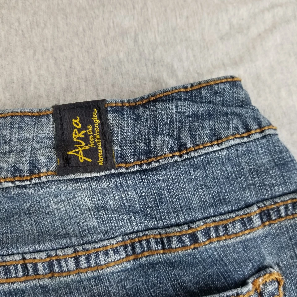 Jeans feminino Aura tamanho 10 vintage lavagem escura 99% algodão Normcore durável boa qualidade - Imagem 3 de 4
