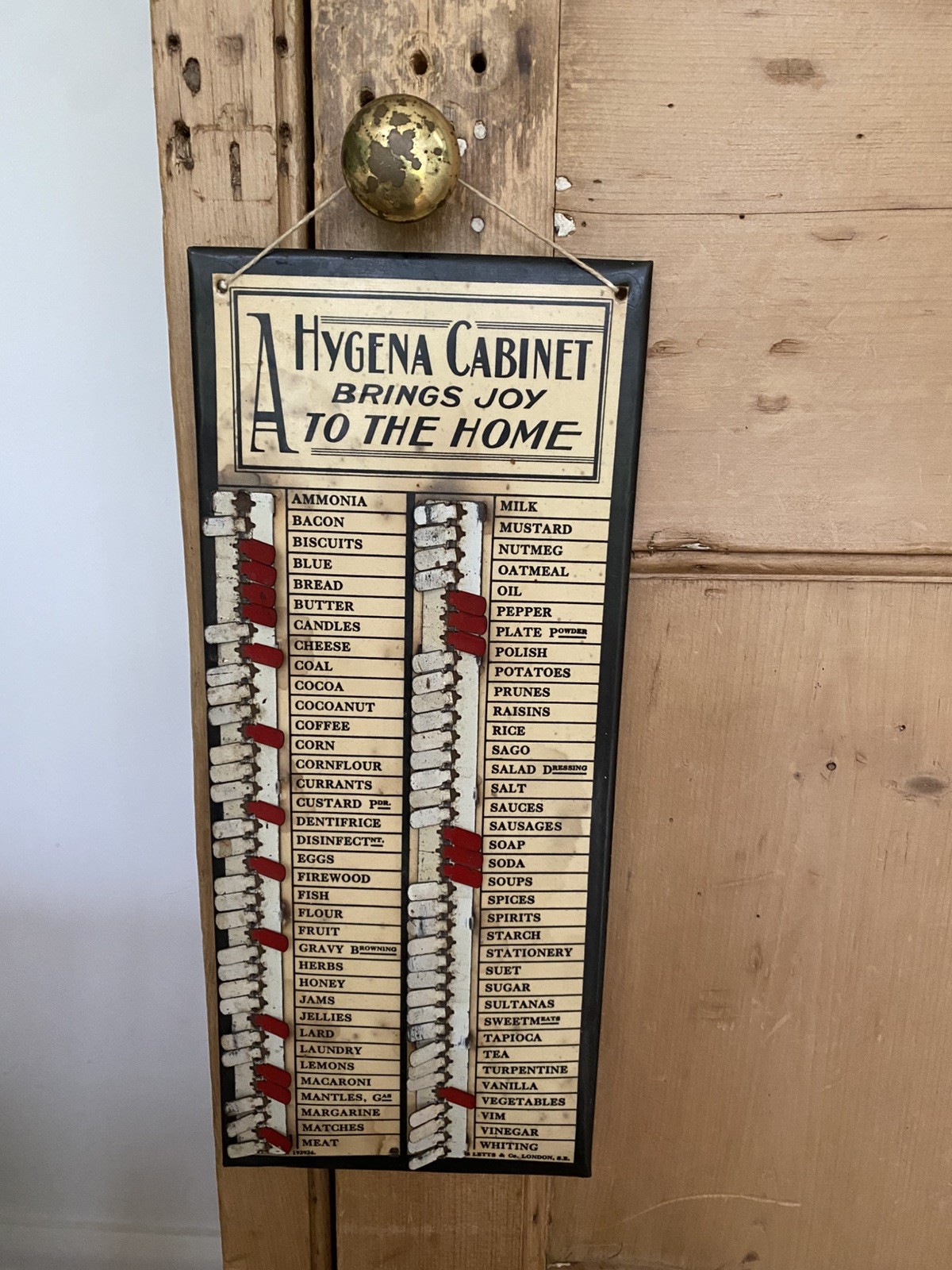 Hygena Antique Vintage Letts & Co Metal Household Wants Indicator Shopping List