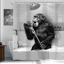 Funny Monkey Shower Curtain 72Wx72H Inch Black 72"W x 72"L Pack of 1 G-monkey
