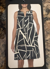 NWT Banana Republic Satin Dress Women's Size Large Black Sleeveless V-Neck