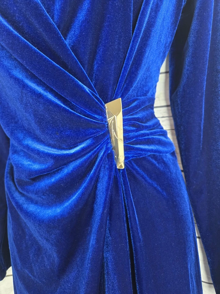 Calvin Klein синий бархат платье 8 искусственного надежном собранными в Рюш классический праздник женщин - Изображение 3 из 4