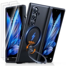 TORRAS 360 Spin Magnetic Stand Case Black for Samsung Galaxy Z Fold 7 Magsafe