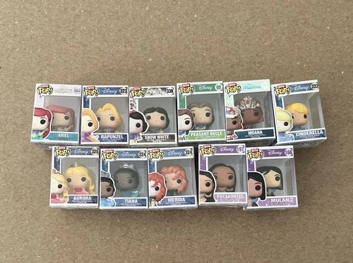 Bitty Pop Funko Lot Disney Princesses Ariel Snow Moana Belle Mulan Tiana Merida