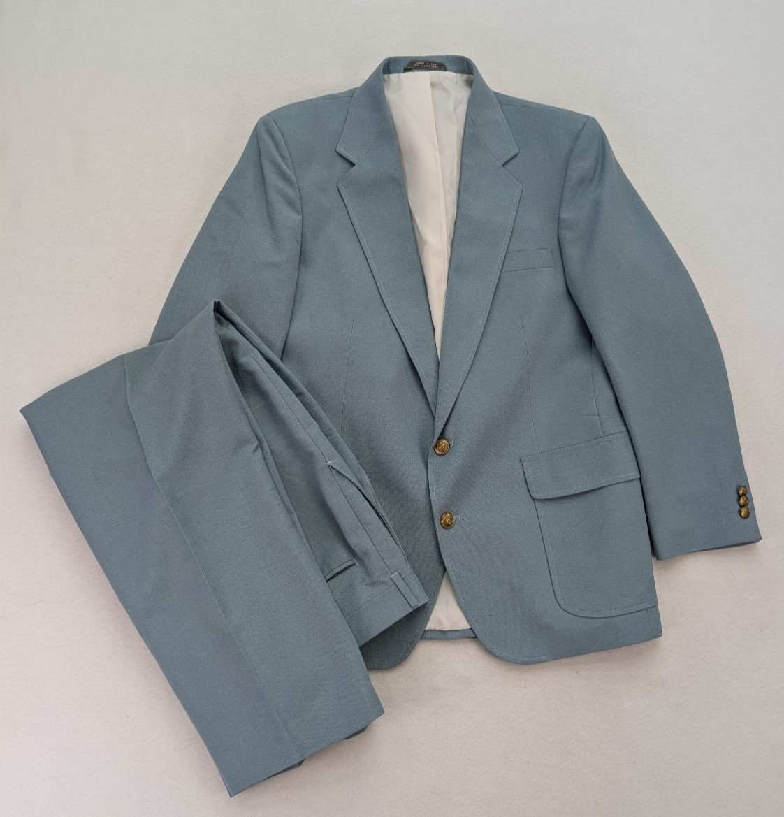 Vintage 70s 80s Men's Suit Light Blue Size 42R Haggar Disco Pants Sz 34x29 FLAWS