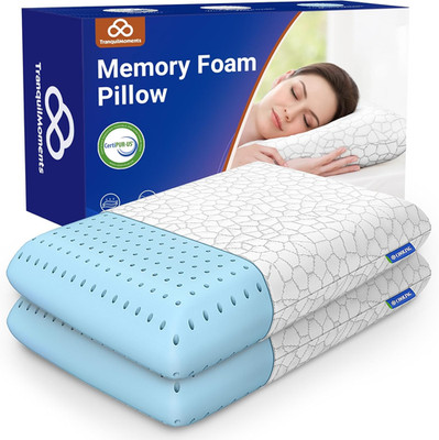 Memory Foam Pillows (2 Pack) for All Sleep Positions with Washable Covers