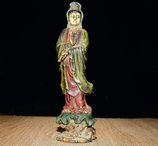 Collected Small Leaf Painted Boxwood Guanyin Ornament