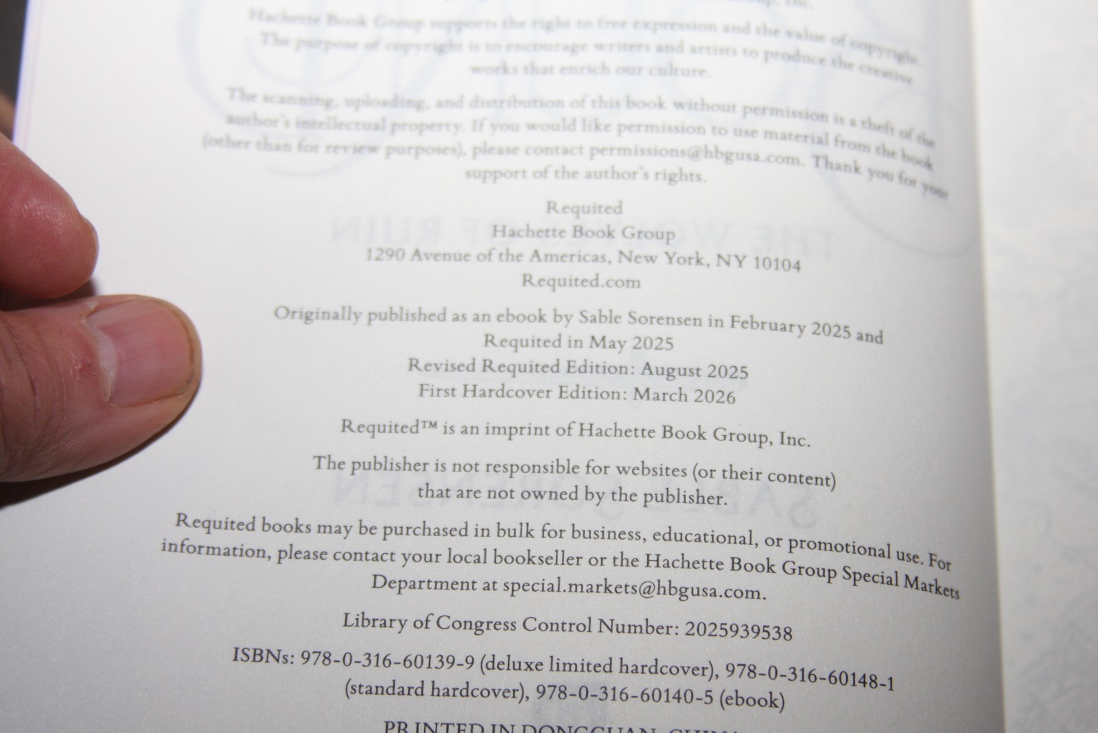 Dire Bound by Sable Sorensen 2025 HC 1st Printing Requited w/Sprayed Edges