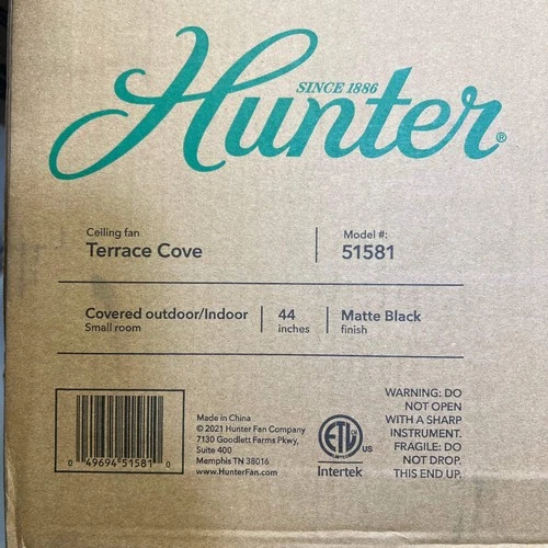 HUNTER Terrace Cove Outdoor Flushmount Fan 4196 CFM 37 Watts Black 51581 - Picture 18 of 18