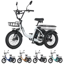 Narrak 18"x 3.0 Tire Folding Electric Trike 350W Step-Thru Etrike 374WH Battery