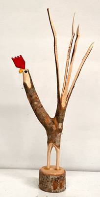 CARVED BLUE  TREE LIMB ROOSTER by MINNIE ADKINS (#10)