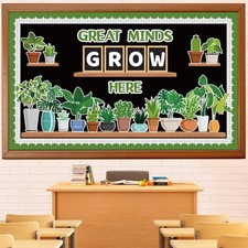 Spring Potted Plant Bulletin Board Set, Greenery Classroom Bulletin Board Dec...