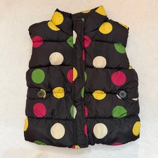 Gymboree Girls Kids Black Colorful Polka Dot Zip Up Puffy Vest Size 4T/5T