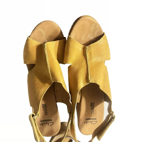 Sandali donna Clarks Collection Helio float zeppa giallo senape sughero tg 9 5