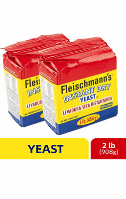 Fleischmann's Instant Dry Yeast 2-Pack, 1 lb (454g) Each, No Preservatives