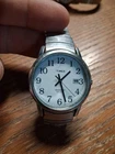 Vintage Timex Quartz Watch  Silver Tone Stretch Band 90s  working