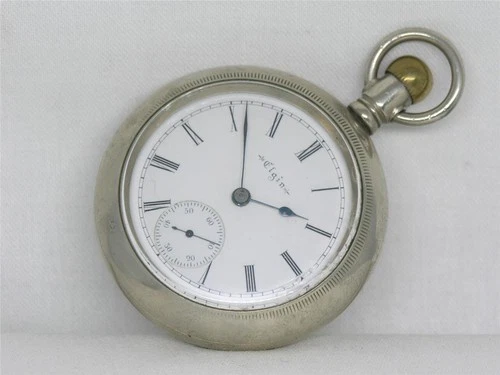 ANTIQUE 18S ELGIN GRADE 294 "TURNIP" POCKETWATCH, 57MM SILVEROID CASE, SERVICED!