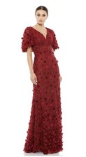 Mac Duggal 67712 Burgundy Floral Appliqué Lace Beaded Gown Size 10 $698