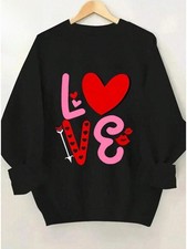 Valentine's Day Hoodies For Women's Thickened Love Letter Print Sweatshirt