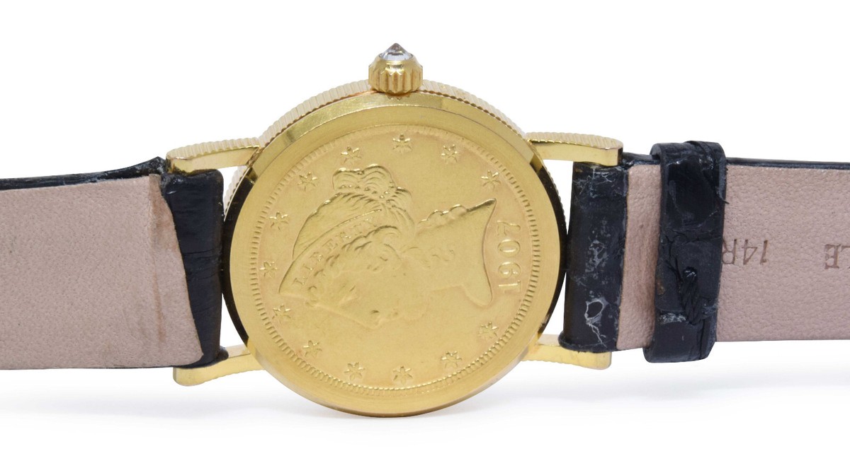 Golden Eagle USA 5 Dollar Coin 23MM Ladies Quartz Watch Working Corum Coin Watch $5 Gold Eagle Gold Dial Quartz Women main image 3
