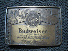 GENUINE BUDWEISER LAGER KING OF BEERS LOGO BELT BUCKLE VINTAGE RARE 1980s 