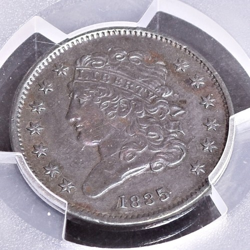Medio centavo 1835 - PCGS AU detalle, limpio (#59467-L) - Imagen 2 de 12