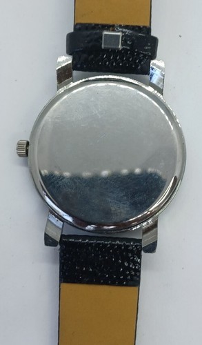Men Fashion Watch Black Faux Leather Band Pyramid Crystal Silver Case Diamond In - Picture 9 of 23