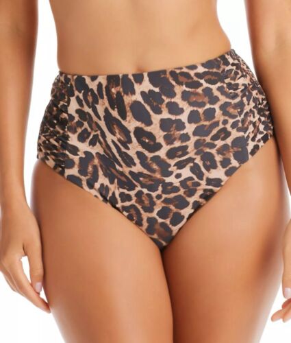 Bar Iii Women's Cheetah-Print High Waist Full Coverage Swim Bottoms Size Medium