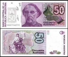 ARGENTINA 50 Australes, 1986, P-326b, UNC World Currency